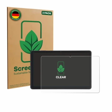 Vorderseite einer Produktverpackung mit dem Markenlogo ScreenLeaf. Daneben ist das Gerät Acepad A171 10.4