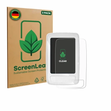 Vorderseite einer Produktverpackung mit dem Markenlogo ScreenLeaf. Daneben ist das Gerät Giant Axact 14W mit dem zugehörigen D