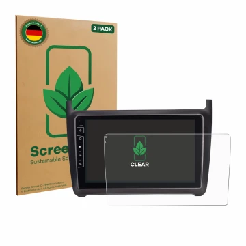 Vorderseite einer Produktverpackung mit dem Markenlogo ScreenLeaf. Daneben ist das Gerät Dynavin D9-69H Premium Flex 9