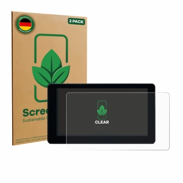Vorderseite einer Produktverpackung mit dem Markenlogo ScreenLeaf. Daneben ist das Gerät Zontes 368 K mit dem zugehörigen Disp