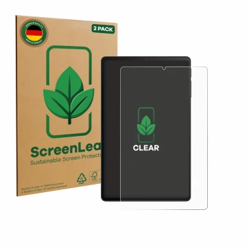 Vorderseite einer Produktverpackung mit dem Markenlogo ScreenLeaf. Daneben ist das Gerät Xiaomi Black Shark Gaming Tablet mit 