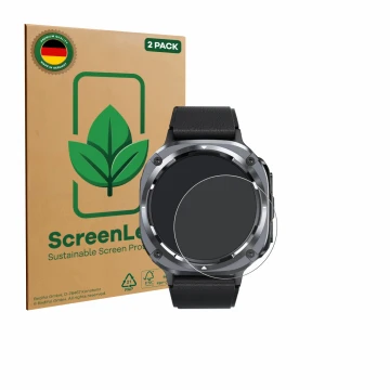 Vorderseite einer Produktverpackung mit dem Markenlogo ScreenLeaf. Daneben ist das Gerät TIMU S90+ 1.48