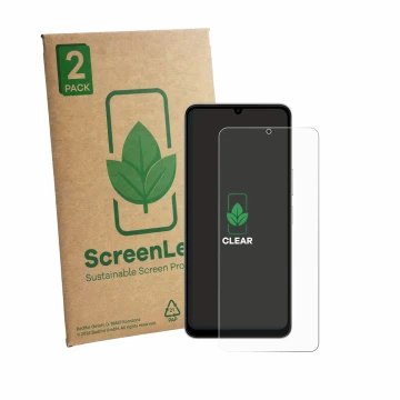 Vorderseite einer Produktverpackung mit dem Markenlogo ScreenLeaf. Daneben ist das Gerät Vivo Y11 2026 mit dem zugehörigen Dis