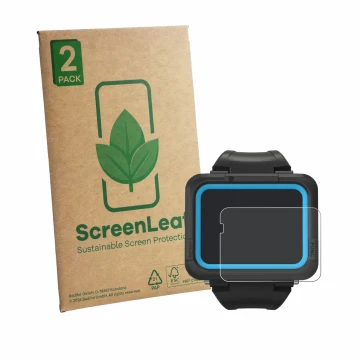 Vorderseite einer Produktverpackung mit dem Markenlogo ScreenLeaf. Daneben ist das Gerät Shearwater PEREGRINE dive computer mi