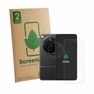 Vorderseite einer Produktverpackung mit dem Markenlogo ScreenLeaf. Daneben ist das Gerät Oppo Find X9 Ultra (Display+Kamera) m