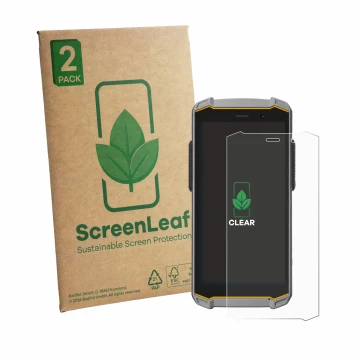 Vorderseite einer Produktverpackung mit dem Markenlogo ScreenLeaf. Daneben ist das Gerät i.safe MOBILE IS540.M1 mit dem zugehö