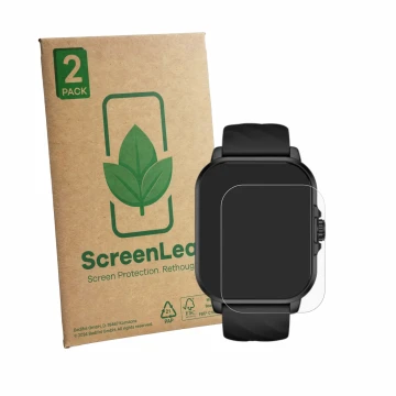 Vorderseite einer Produktverpackung mit dem Markenlogo ScreenLeaf. Daneben ist das Gerät Black Shark GT3 Neo mit dem zugehörig