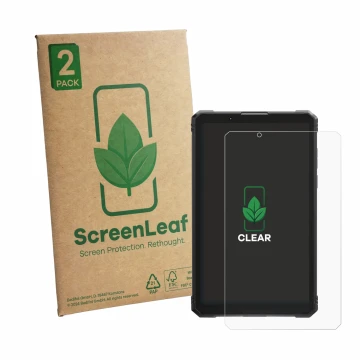 Vorderseite einer Produktverpackung mit dem Markenlogo ScreenLeaf. Daneben ist das Gerät Hotwav R11 Pro mit dem zugehörigen Di