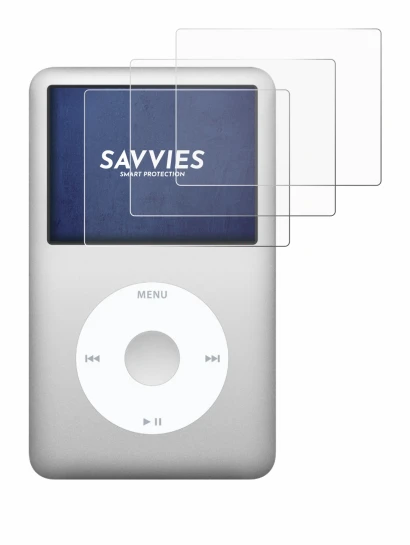 Abbildung des Geräts Apple iPod classic 160 GB (7. Gen.) mit einer Vielzahl des Displayschutzes.