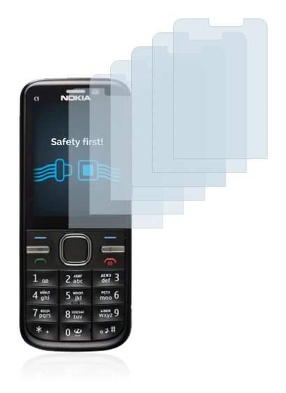Abbildung des Geräts Nokia C5-00 mit einer Vielzahl des Displayschutzes.