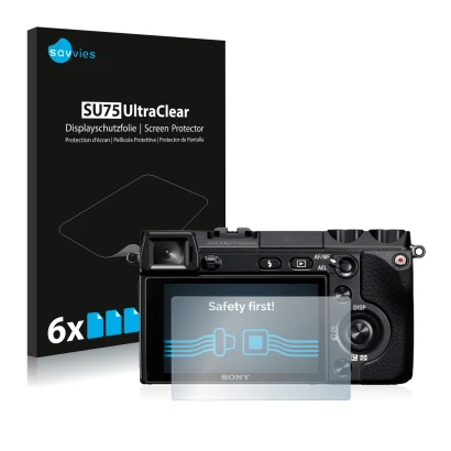 Vorderseite einer Produktverpackung mit dem Markenlogo Savvies. Daneben ist das Gerät Sony Alpha NEX-7 mit dem zugehörigen Dis