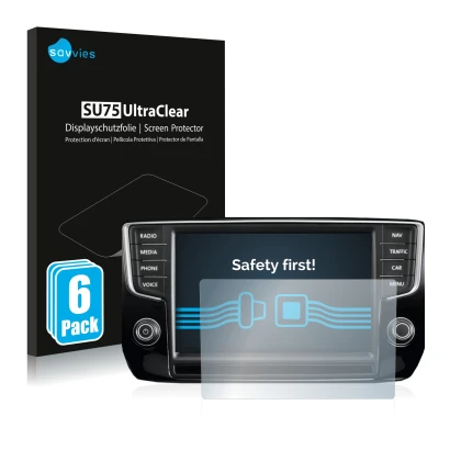 Vorderseite einer Produktverpackung mit dem Markenlogo Savvies. Daneben ist das Gerät Volkswagen Passat 2015 Discover Pro 8" 2