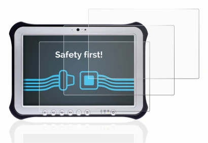 Abbildung des Geräts Panasonic Toughpad FZ-G1 mit einer Vielzahl des Displayschutzes.
