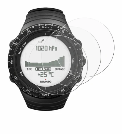 Abbildung des Geräts Suunto Core Regular Black mit einer Vielzahl des Displayschutzes.