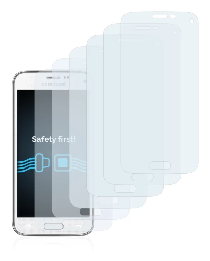 Abbildung des Geräts Samsung Galaxy S5 Mini SM-G800 mit einer Vielzahl des Displayschutzes.