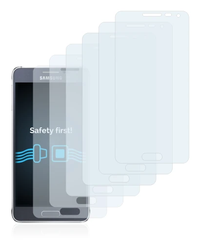 Abbildung des Geräts Samsung Galaxy Alpha SM-G850F mit einer Vielzahl des Displayschutzes.