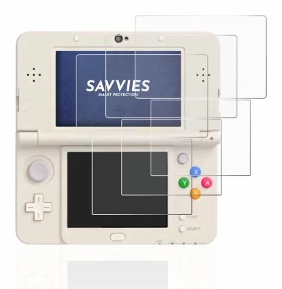 Abbildung des Geräts Nintendo New 3DS mit einer Vielzahl des Displayschutzes.