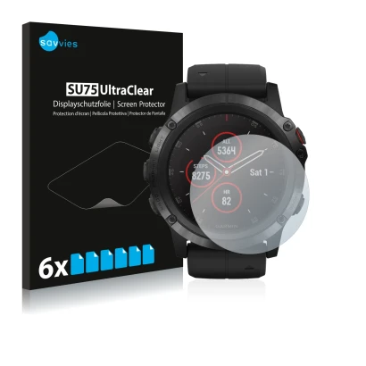 Vorderseite einer Produktverpackung mit dem Markenlogo Savvies. Daneben ist das Gerät Suunto Ambit3 Peak Black mit dem zugehör