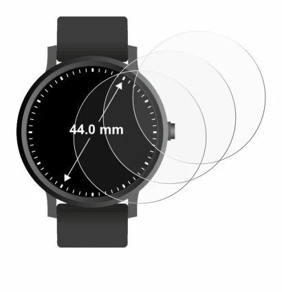 Abbildung des Geräts Armbanduhren (Kreisrund, ø: 44 mm) mit einer Vielzahl des Displayschutzes.