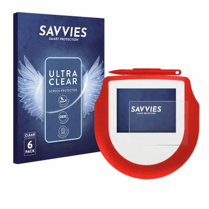 Vorderseite einer Produktverpackung mit dem Markenlogo Savvies. Daneben ist das Gerät Signotec Signature Pad Omega mit dem zug