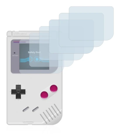 Abbildung des Geräts Nintendo Gameboy (1989) mit einer Vielzahl des Displayschutzes.