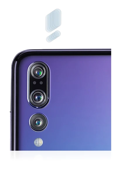 Abbildung des Geräts Huawei P20 Pro (NUR Kameraschutz) mit einer Vielzahl des Displayschutzes.