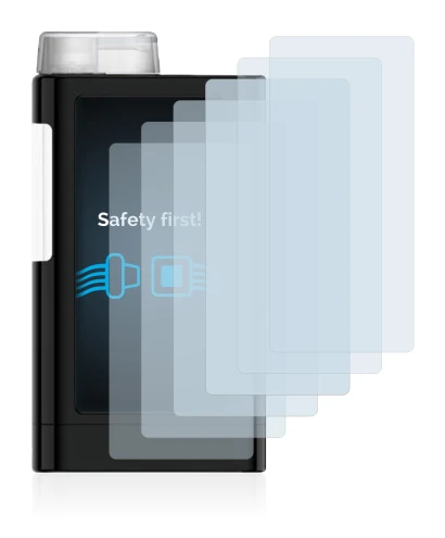 Abbildung des Geräts Mylife YpsoPump mit einer Vielzahl des Displayschutzes.