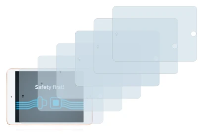 Abbildung des Geräts Apple iPad Mini 5 2019 (im Querformat, 5. Gen.) mit einer Vielzahl des Displayschutzes.