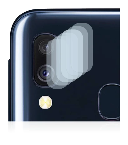 Abbildung des Geräts Samsung Galaxy A40 (NUR Kameraschutz) mit einer Vielzahl des Displayschutzes.