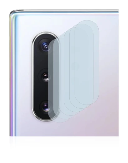 Abbildung des Geräts Samsung Galaxy Note 10 Plus (NUR Kameraschutz) mit einer Vielzahl des Displayschutzes.
