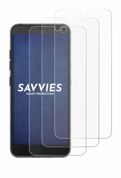 Abbildung des Geräts Fairphone 3 mit einer Vielzahl des Displayschutzes.