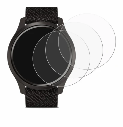 Abbildung des Geräts Garmin vivomove Style (42 mm) mit einer Vielzahl des Displayschutzes.