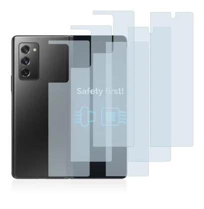 Abbildung des Geräts Samsung Galaxy Z Fold 2 5G (Display+Rückseite) mit einer Vielzahl des Displayschutzes.
