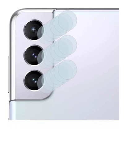 Abbildung des Geräts Samsung Galaxy S21 (NUR Kameraschutz) mit einer Vielzahl des Displayschutzes.