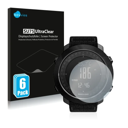 Vorderseite einer Produktverpackung mit dem Markenlogo Savvies. Daneben ist das Gerät North Edge Apache mit dem zugehörigen Di