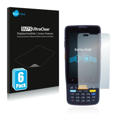 Vorderseite einer Produktverpackung mit dem Markenlogo Savvies. Daneben ist das Gerät Datalogic Memor K mit dem zugehörigen Di