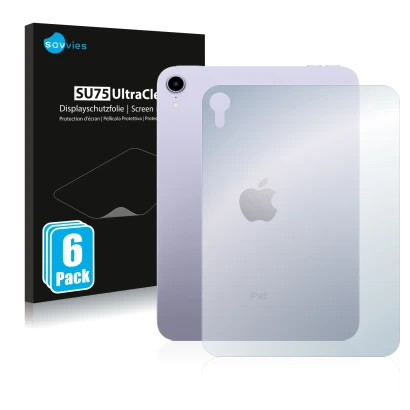 Vorderseite einer Produktverpackung mit dem Markenlogo Savvies. Daneben ist das Gerät Apple iPad Mini 6 2021 (Rückseite, 6 Gen
