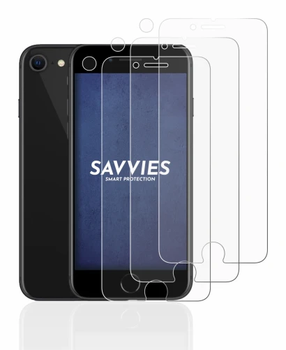 Abbildung des Geräts Apple iPhone SE 2 2020 (Display+Kamera) mit einer Vielzahl des Displayschutzes.