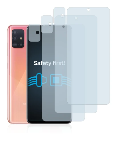 Abbildung des Geräts Samsung Galaxy A51 (Display+Kamera) mit einer Vielzahl des Displayschutzes.