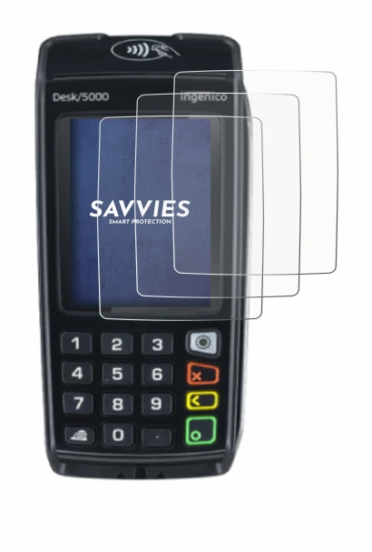 Abbildung des Geräts ingenico Desk/5000 mit einer Vielzahl des Displayschutzes.