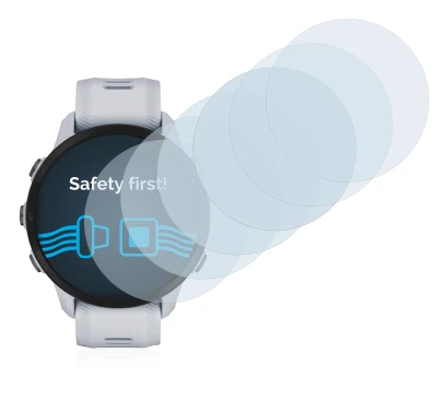 Abbildung des Geräts Garmin Forerunner 955 Solar mit einer Vielzahl des Displayschutzes.