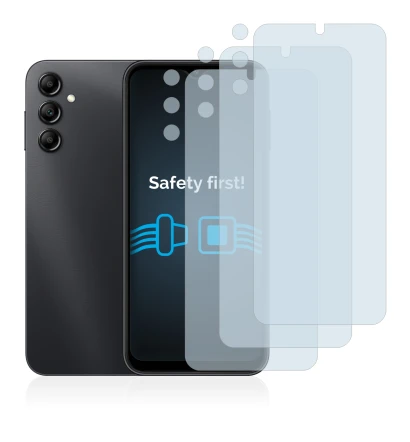 Abbildung des Geräts Samsung Galaxy A14 5G (Display+Kamera) mit einer Vielzahl des Displayschutzes.