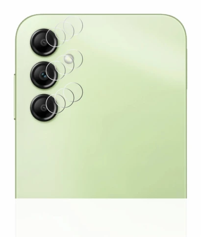 Abbildung des Geräts Samsung Galaxy A14 4G (NUR Kameraschutz) mit einer Vielzahl des Displayschutzes.