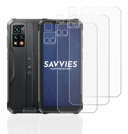Abbildung des Geräts Blackview BV9200 (Display+Kamera) mit einer Vielzahl des Displayschutzes.