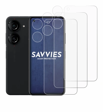 Abbildung des Geräts ASUS ZenFone 10 (Display+Kamera) mit einer Vielzahl des Displayschutzes.