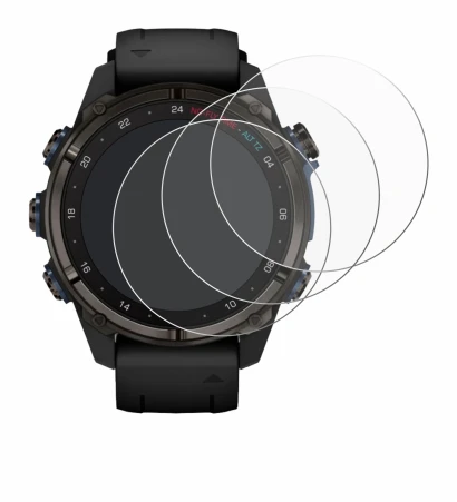 Abbildung des Geräts Garmin Descent Mk3i (43 mm) mit einer Vielzahl des Displayschutzes.