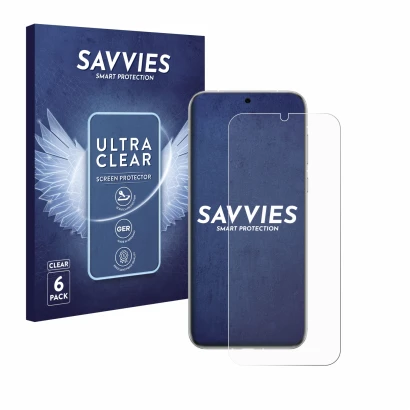 Vorderseite einer Produktverpackung mit dem Markenlogo Savvies. Daneben ist das Gerät Huawei Pura 70 Ultra mit dem zugehörigen