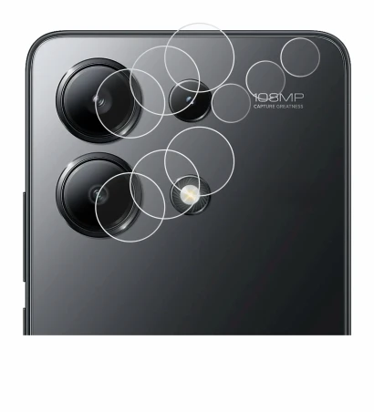 Abbildung des Geräts Xiaomi Redmi Note 13 4G (NUR Kameraschutz) mit einer Vielzahl des Displayschutzes.