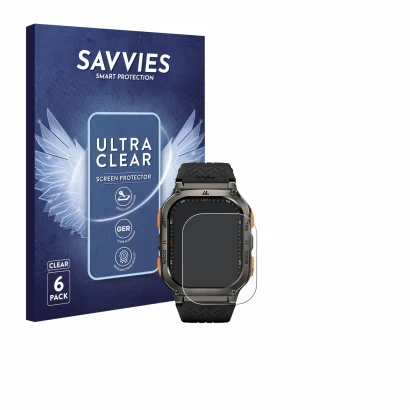 Vorderseite einer Produktverpackung mit dem Markenlogo Savvies. Daneben ist das Gerät Kospet Tank M3 Ultra mit dem zugehörigen