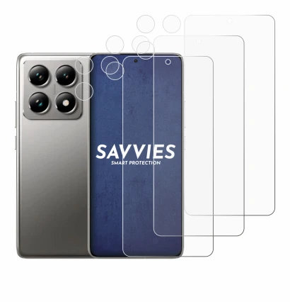 Abbildung des Geräts Xiaomi 14T Pro (Display+Kamera) mit einer Vielzahl des Displayschutzes.